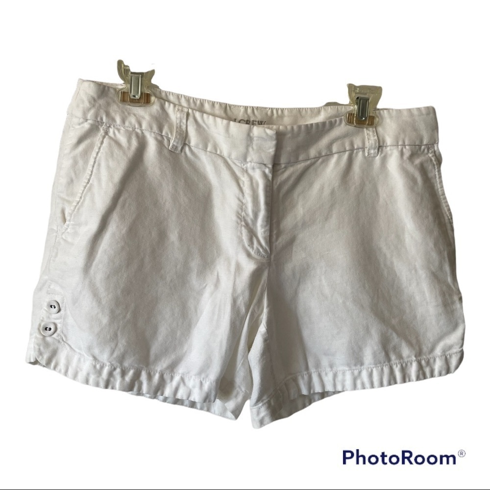 J. Crew White Linen Blend Shorts 8